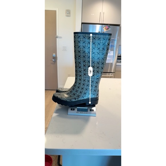 Tory Burch Wellington Rainboot Women's 10 All Over Logo Rubber Waterproof - Picture 15 of 16